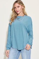 Basic Bae Full Size Ribbed Round Neck Long Sleeve T-Shirt