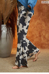 Mocha Cow Print Flared Pants king-general-store-5710.myshopify.com