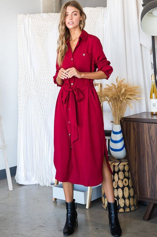 PLUS Button Down Long Shirt Midi Dress king-general-store-5710.myshopify.com