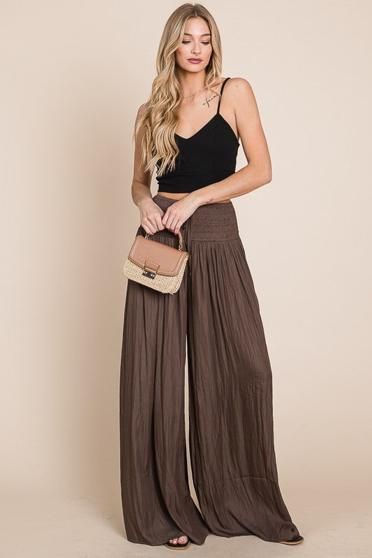 Plus Ruched Waist Wide Resort Pants king-general-store-5710.myshopify.com