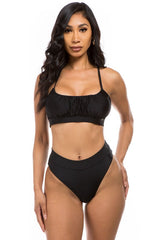 High Waist Ruched Detail Bikini