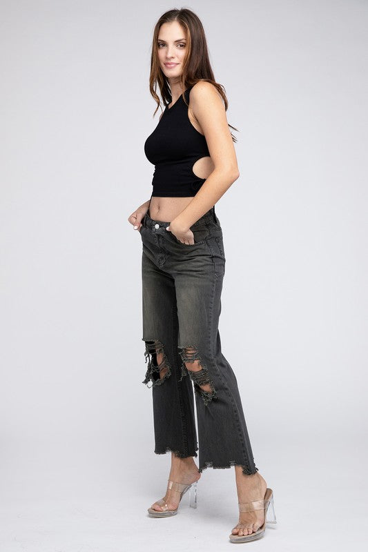 Distressed Vintage Washed Wide Leg Pants king-general-store-5710.myshopify.com