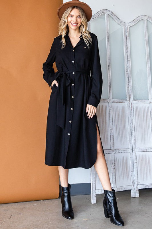 PLUS Button Down Long Shirt Midi Dress king-general-store-5710.myshopify.com