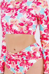 Long Sleeve Floral Print Bikini Set