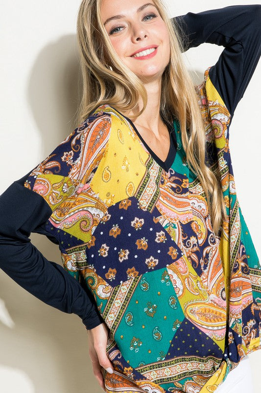 PAISLEY MIXED BOXY TOP