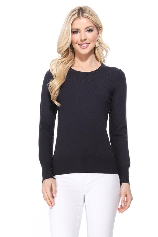 Crew Neck Long Sleeve Light Basic Casual Knit Top king-general-store-5710.myshopify.com