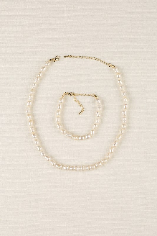 Mid-Sized Natural Pearl Bracelet and Necklace Set king-general-store-5710.myshopify.com