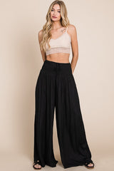 Plus Ruched Waist Wide Resort Pants king-general-store-5710.myshopify.com