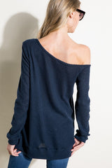 WAFFLE SOLID ONE SHOULDER TOP