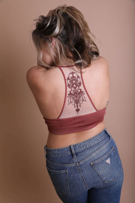 Plus Size Tattoo Mesh Racerback Bralette king-general-store-5710.myshopify.com