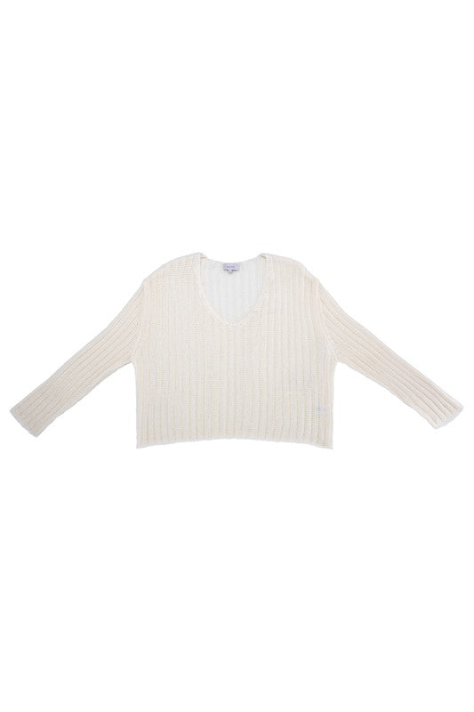 Variegated Rib V-Neck Sweater king-general-store-5710.myshopify.com