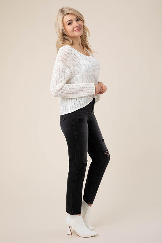 Variegated Rib V-Neck Sweater king-general-store-5710.myshopify.com