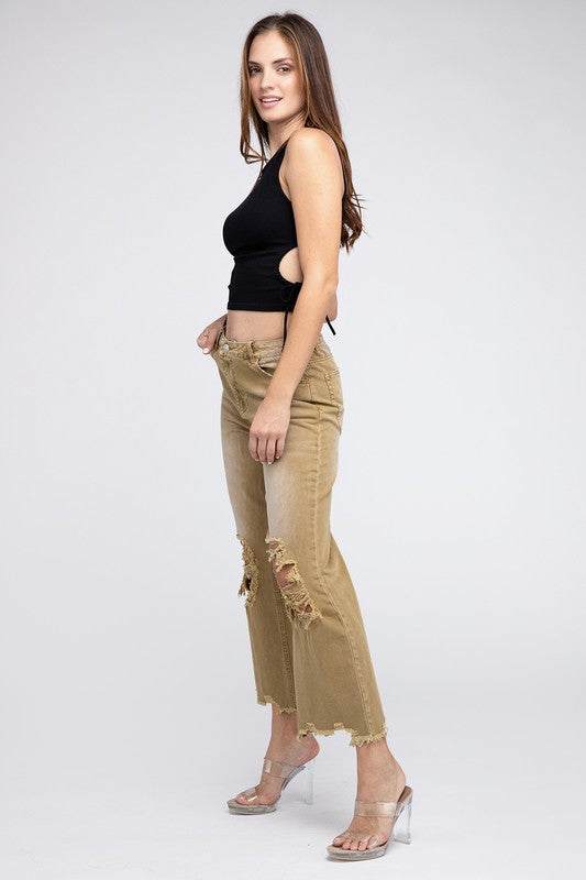 Distressed Vintage Washed Wide Leg Pants king-general-store-5710.myshopify.com