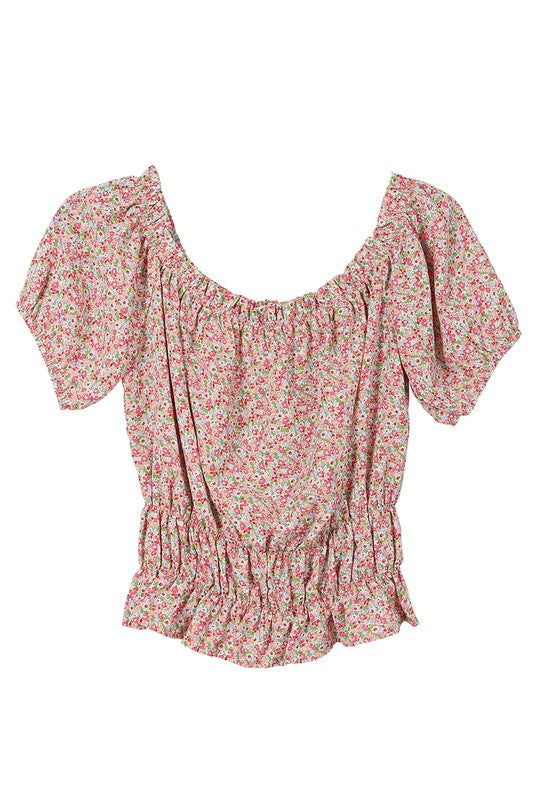 Pink Floral Off Shoulder Top king-general-store-5710.myshopify.com