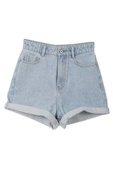 Mid Blue Roll Up Denim Shorts king-general-store-5710.myshopify.com