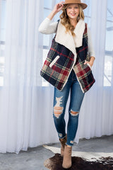 Oversized Warm Plaid Vest