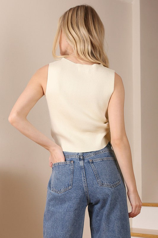 Ribbed Sleeveless Top with Side Ruched Detail king-general-store-5710.myshopify.com