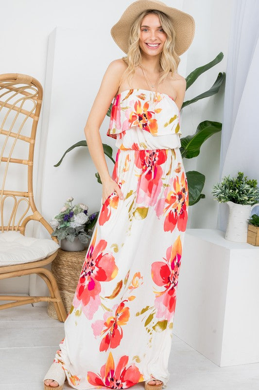 Floral Off Shoulder Maxi Dress