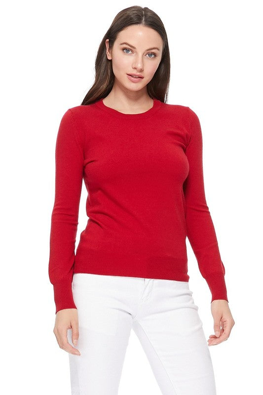 Crew Neck Long Sleeve Light Basic Casual Knit Top king-general-store-5710.myshopify.com