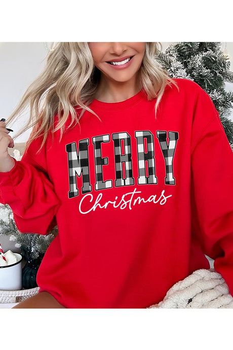 Plaid Merry Christmas Unisex Sweatshirt king-general-store-5710.myshopify.com