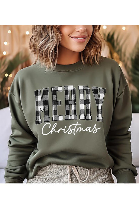 Plaid Merry Christmas Unisex Sweatshirt king-general-store-5710.myshopify.com