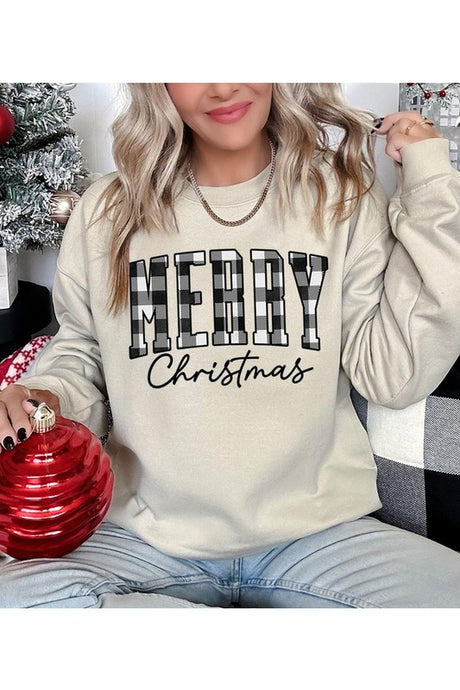 Plaid Merry Christmas Unisex Sweatshirt king-general-store-5710.myshopify.com