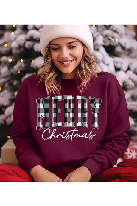 Plaid Merry Christmas Unisex Sweatshirt king-general-store-5710.myshopify.com