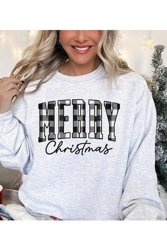 Plaid Merry Christmas Unisex Sweatshirt king-general-store-5710.myshopify.com