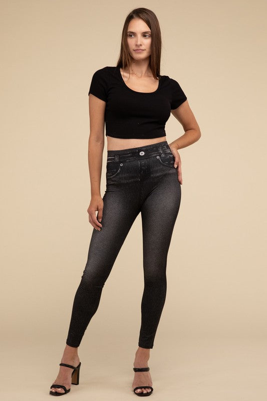 Ankle Length Denim Fitted Leggings