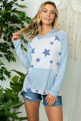 Stars & Stripe Jersey Pocket Hoodie Top