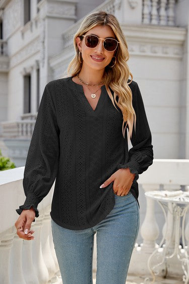 V-Neck Long Sleeve Top