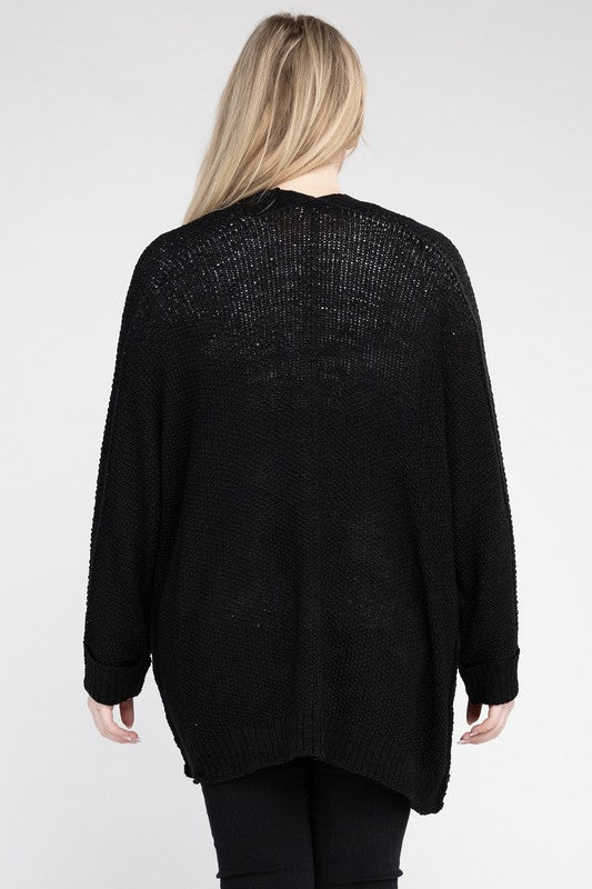 Plus Size Ribbed Knit Open Front Cardigan king-general-store-5710.myshopify.com