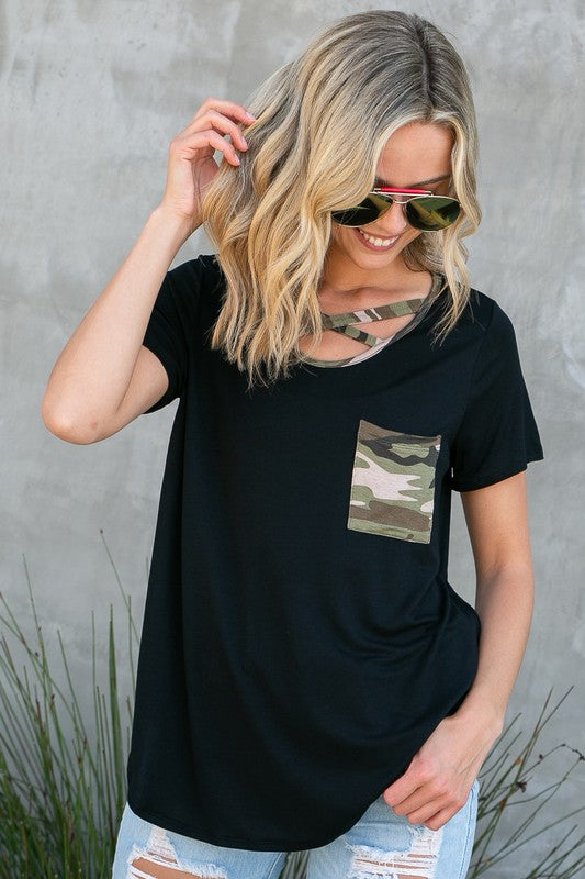 CAMOUFLAGE PRINT BASIC TOP