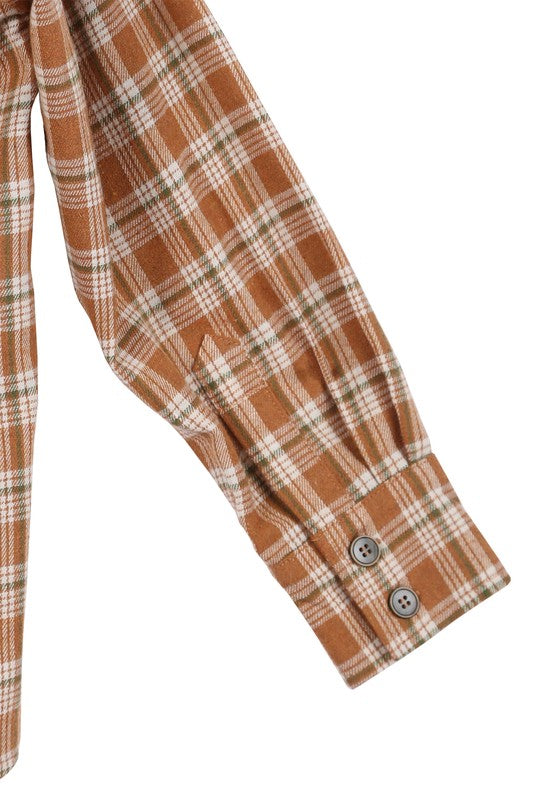 Autumn Beige Long Sleeve Plaid Shirt