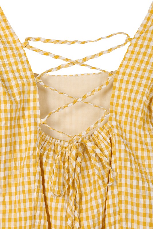 Yellow Gingham Back Strap Dress king-general-store-5710.myshopify.com