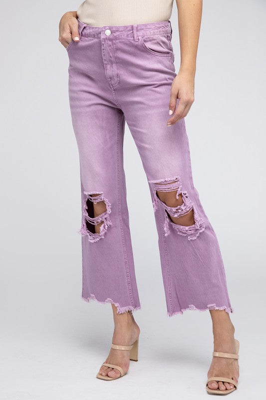 Distressed Vintage Washed Wide Leg Pants king-general-store-5710.myshopify.com