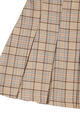 Beige Check Plaid Pleated Mini Skirt king-general-store-5710.myshopify.com