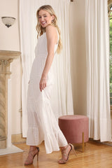 White Embroidered V-neckline Tiered Dress king-general-store-5710.myshopify.com
