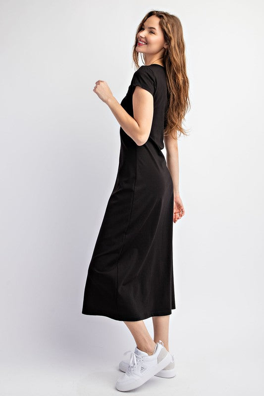 Basic Short Sleeve T-Shirt Midi Dress