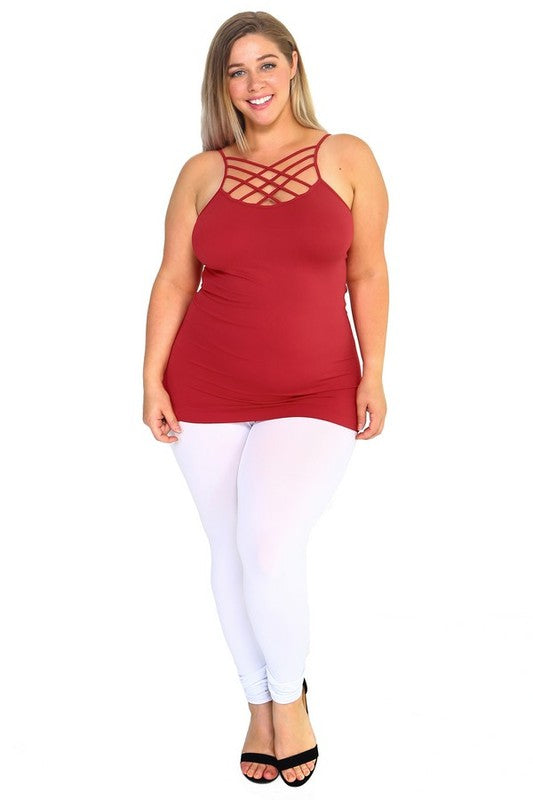 Womens Seamless Triple Criss-Cross Front Cami