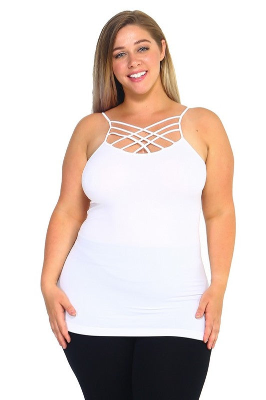 Womens Seamless Triple Criss-Cross Front Cami