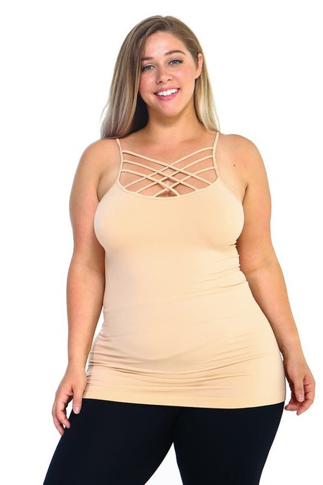 Womens Seamless Triple Criss-Cross Front Cami