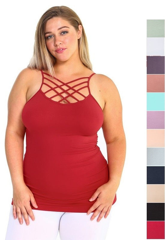 Womens Seamless Triple Criss-Cross Front Cami