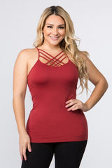 Womens Seamless Triple Criss-Cross Front Cami