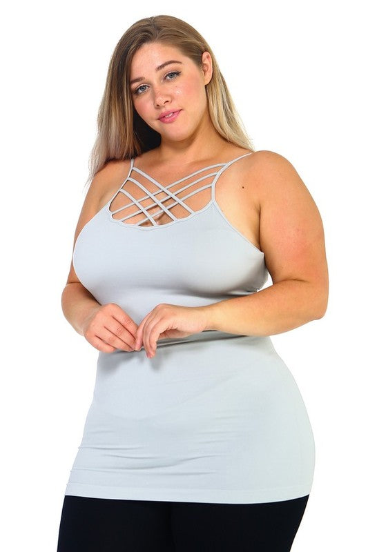 Womens Seamless Triple Criss-Cross Front Cami