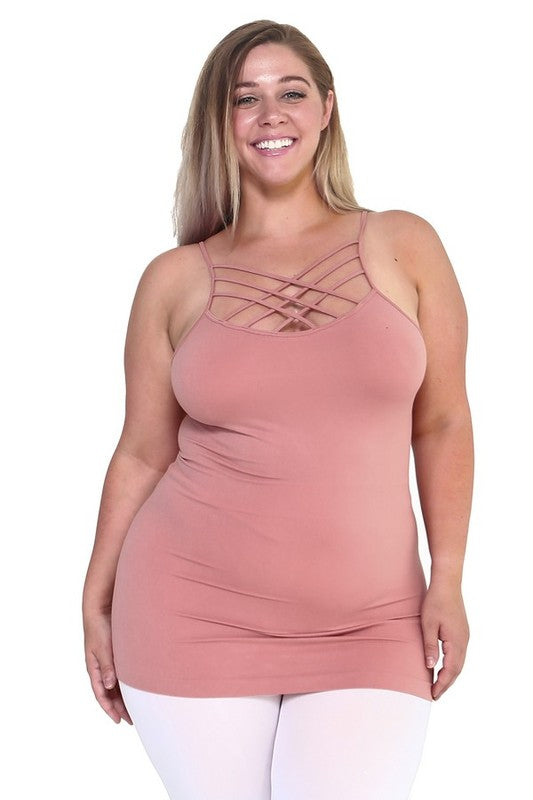 Womens Seamless Triple Criss-Cross Front Cami