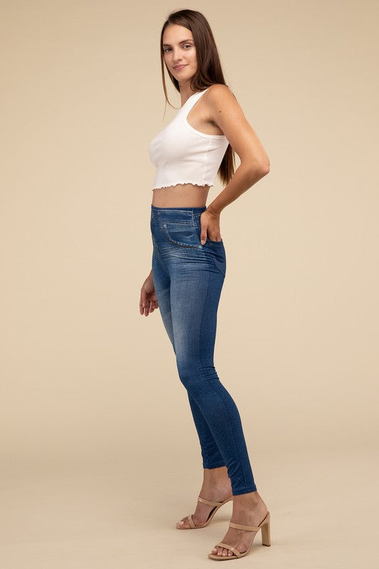 Ankle Length Denim Fitted Leggings