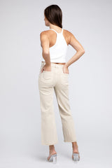 Acid Wash Frayed Cutoff Hem Straight Wide Pants king-general-store-5710.myshopify.com