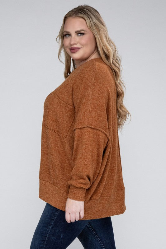 Plus Brushed Melange Drop Shoulder Sweater king-general-store-5710.myshopify.com