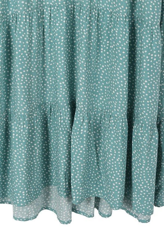 Green Polka Dot V-Neck Tiered Maxi Dress king-general-store-5710.myshopify.com